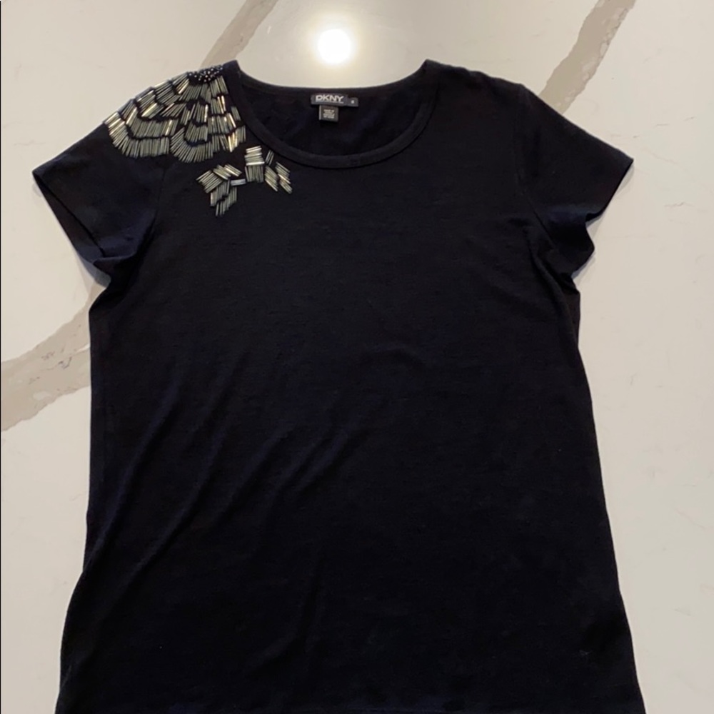DKNY beaded knit top
